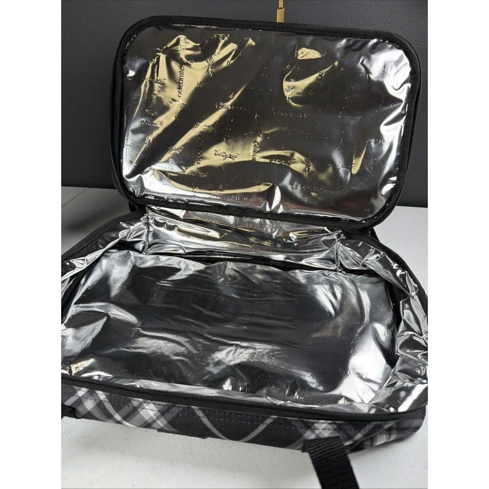 Thirty One Perfect Party Set Dual Thermal CASSEROLE CARRIER – Black White Plaid